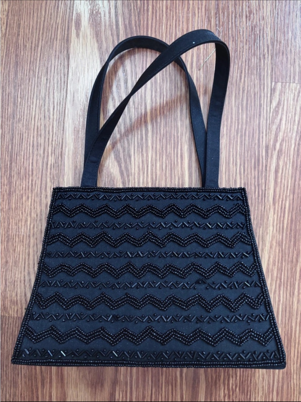 Black Beaded Mini Tote Bag - Women's Evening Shoulder Bag